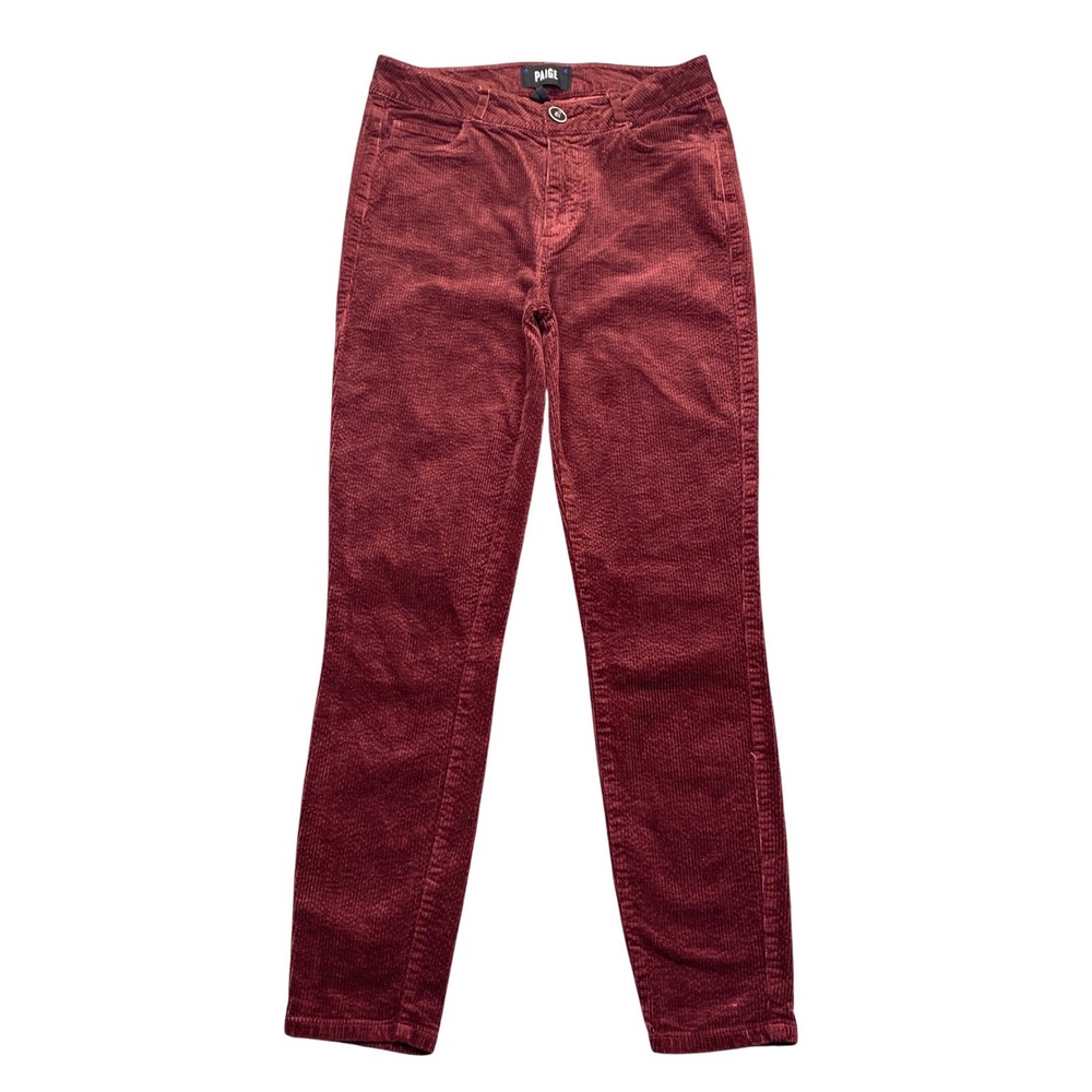 PAIGE Hoxton Ankle Burgundy Corduroy High Rise Skinny Jeans‎ Size 26 Wine Red